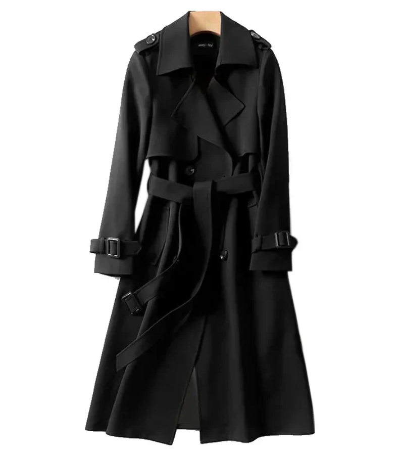 Women's Long Trench Coat Black – Stylish Lightweight Outerwear for All Seasons