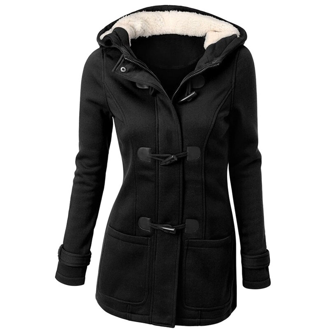 Women's Long Winter Coat – Stylish Black Overcoat for Cold Weather Fashion