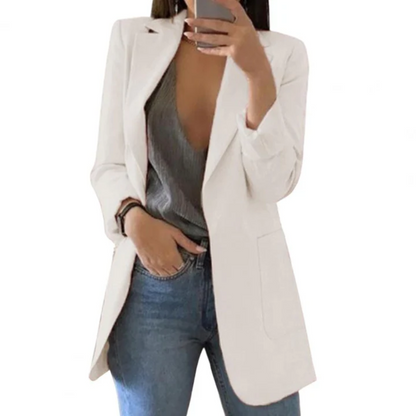 Women's Long Blazer Black – Stylish Tailored Blazer for Office and Casual Wear