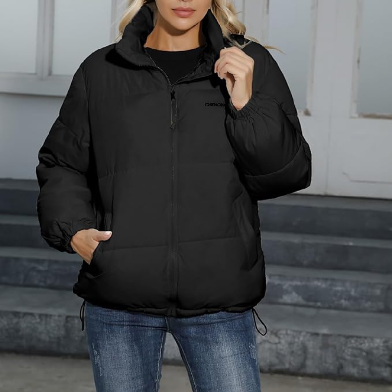 Lightweight Padded Jacket Women – Black Down Jacket for Cold Weather Wear