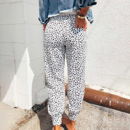 Leopard Print Trousers for Women – Stylish Grey Animal Print Pants for Casual Wear