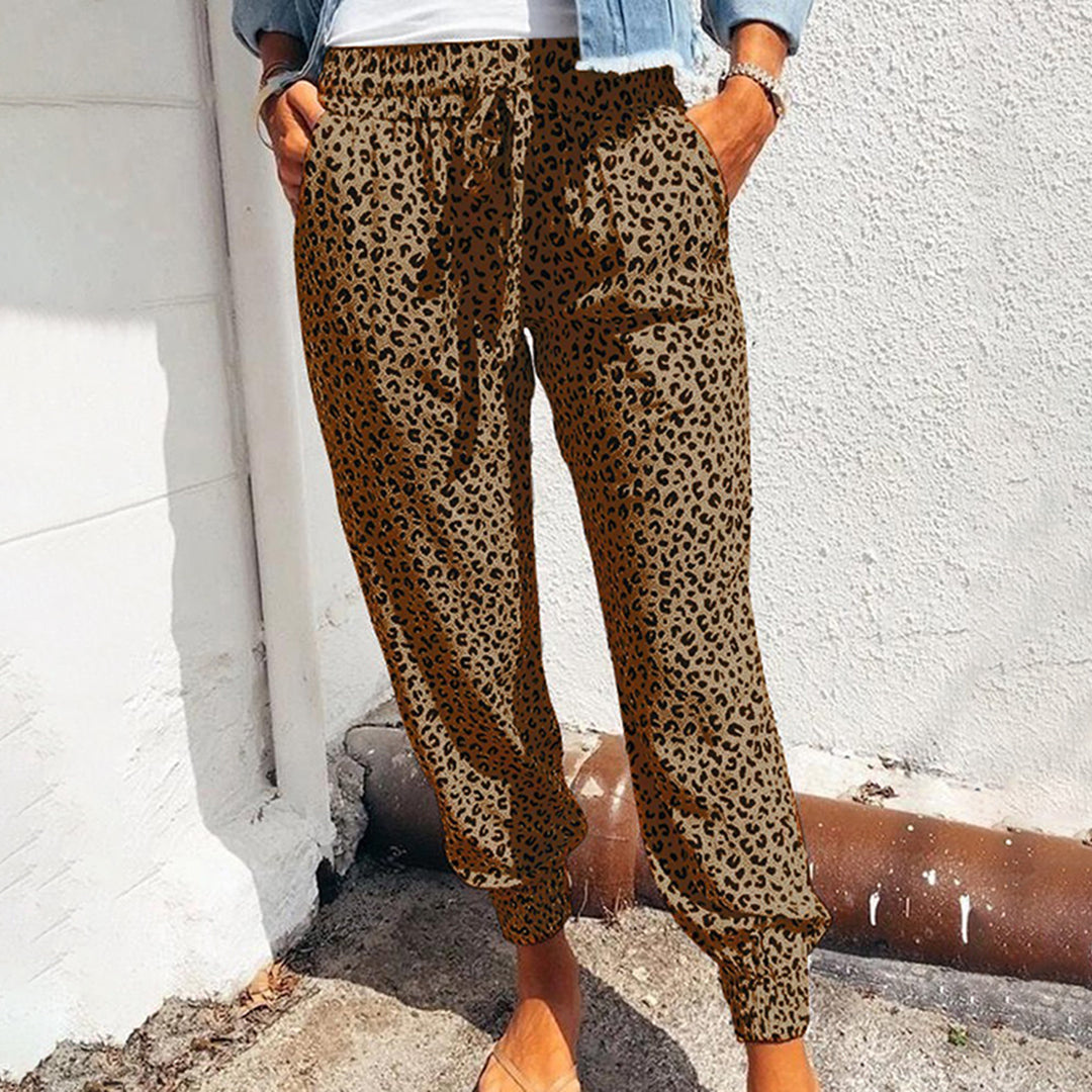 Leopard Print Trousers for Women – Stylish Grey Animal Print Pants for Casual Wear