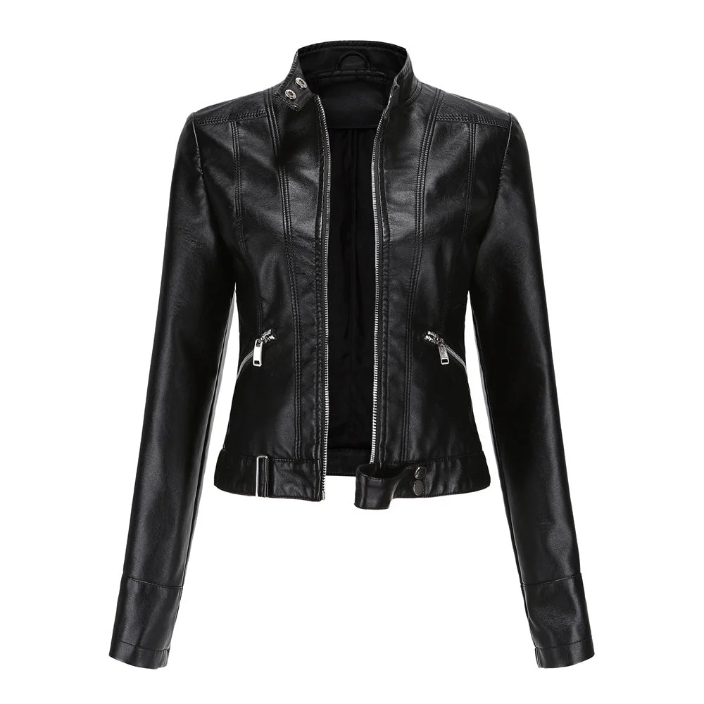 Women's Black Biker Jacket – Stylish Short Faux Leather Moto Jacket