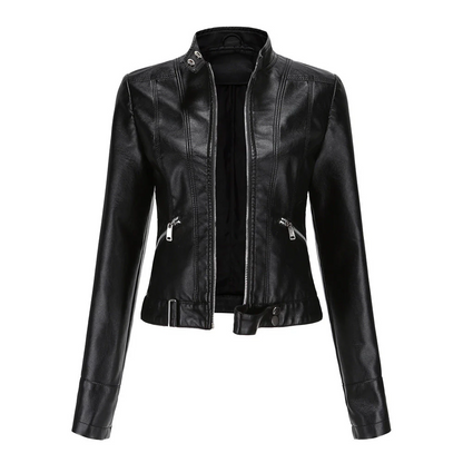 Women's Black Biker Jacket – Stylish Short Faux Leather Moto Jacket