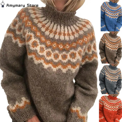 Norwegian Sweater Women – Cozy Khaki Knit Pullover for Casual Wear