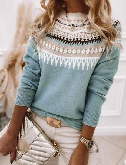 Norwegian Sweater Women – Cozy Short Knit Pullover for Winter Fashion