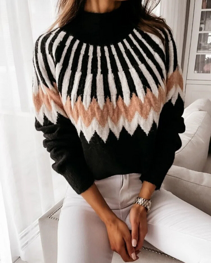 Women's Norwegian Sweater – Cozy Roll Neck Knit Pullover for Winter Style