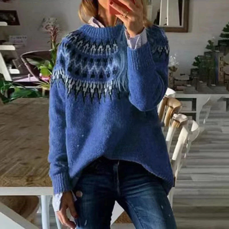 Women's Norwegian Sweater – Cozy Knitted Pullover for Winter Fashion