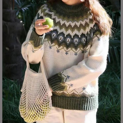 Women's Norwegian Sweater – Cozy Knitted Pullover for Winter Fashion