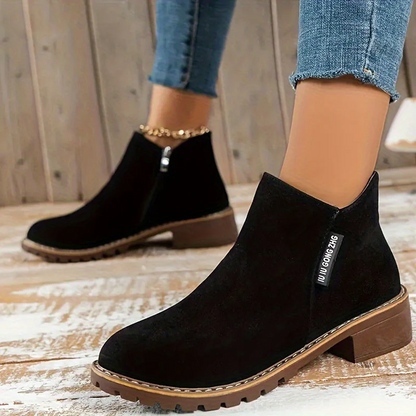 Women's Ankle Boots – Comfortable Black Faux Leather Booties for Everyday Wear