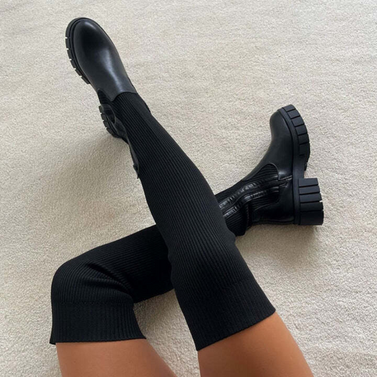 Over-the-Knee Boots for Women – Stylish Black Suede Knee-High Footwear