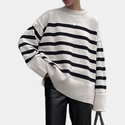 Women's Oversized Striped Jumper – Cozy Knit Sweater for Casual Wear