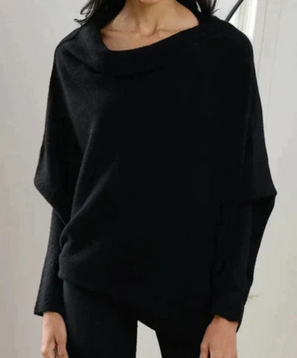 Women's Oversized Black Jumper – Cozy Knit Sweater for Casual Wear