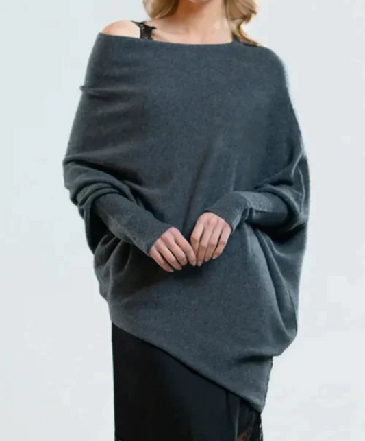 Women's Oversized Black Jumper – Cozy Knit Sweater for Casual Wear