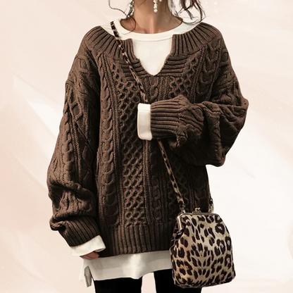 Women's Oversized Knit Jumper – Cozy Chunky Sweater for Casual Wear