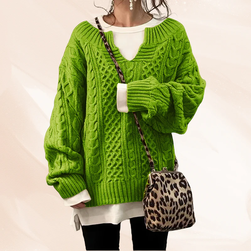 Women's Oversized Knit Jumper – Cozy Chunky Sweater for Casual Wear