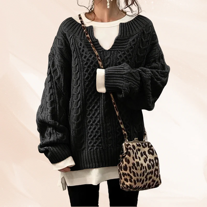 Women's Oversized Knit Jumper – Cozy Chunky Sweater for Casual Wear