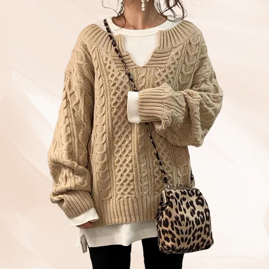 Women's Oversized Knit Jumper – Cozy Chunky Sweater for Casual Wear