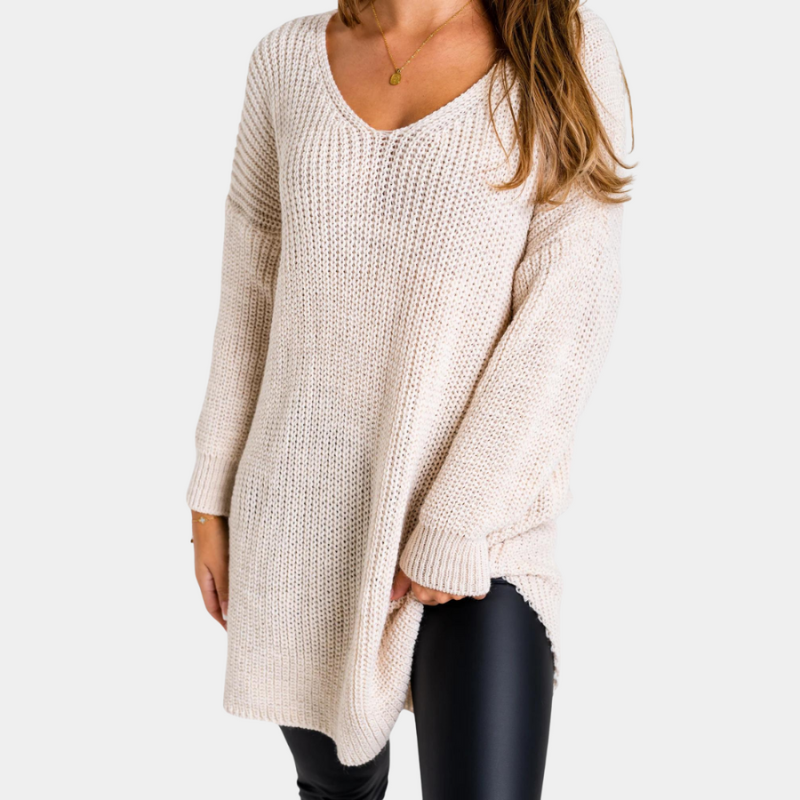 Women's Oversized Knitted Jumper – Cozy Knit Sweater for Casual Wear