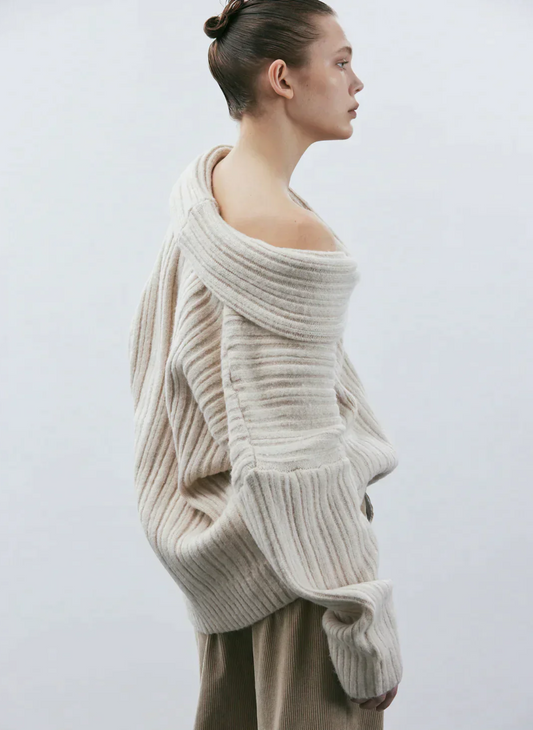 Women's Oversized Knit Jumper – Cozy Chunky Sweater for Casual Wear