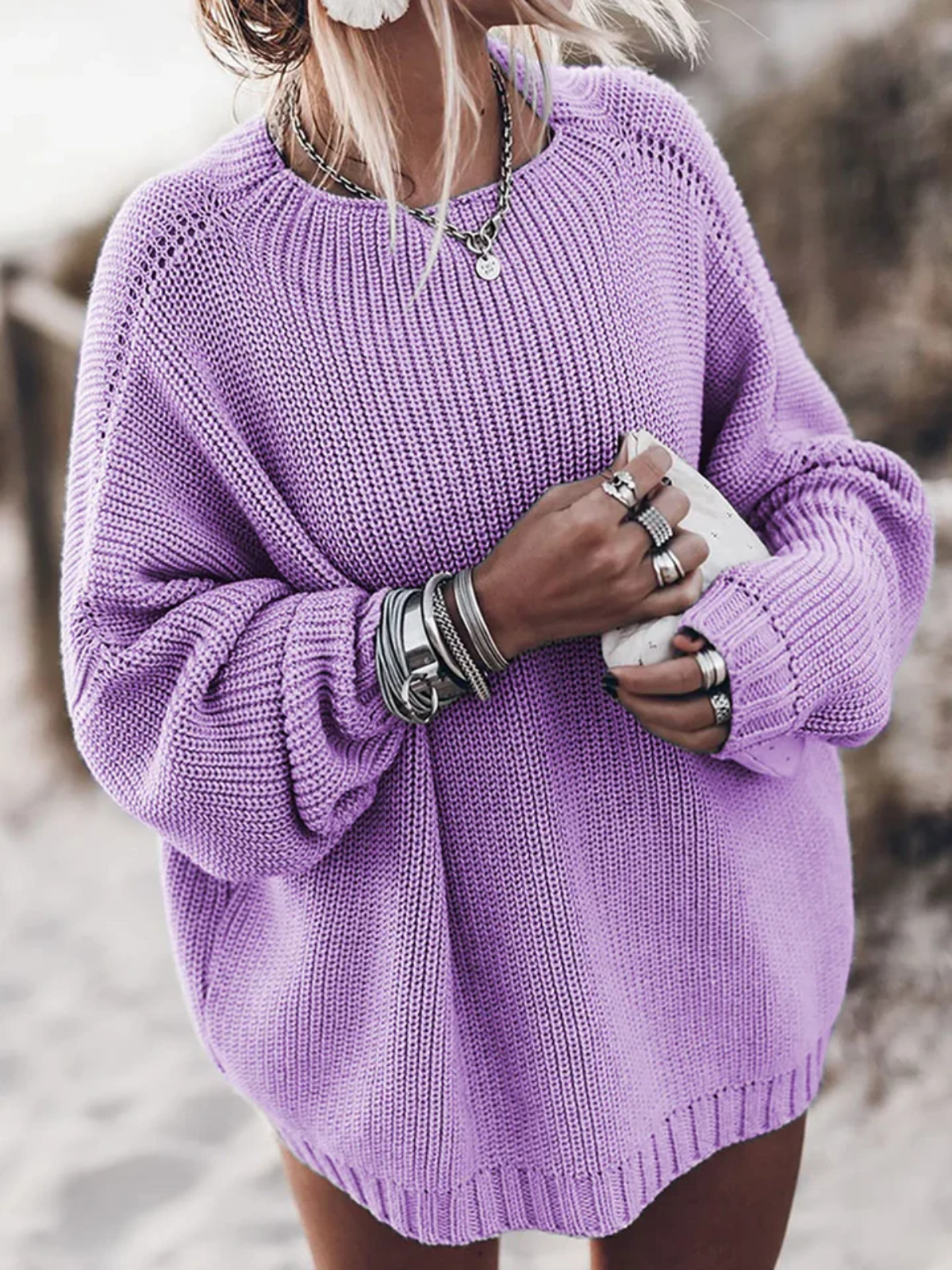 Women's Oversized Knit Jumper – Cozy Sweater for Casual Wear and Layering