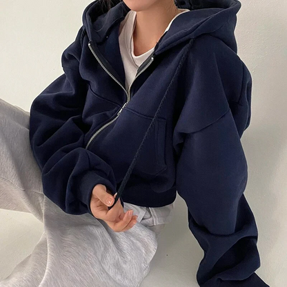 Women's Oversized Zip Hoodie – Cozy Casual Sweatshirt for Everyday Wear