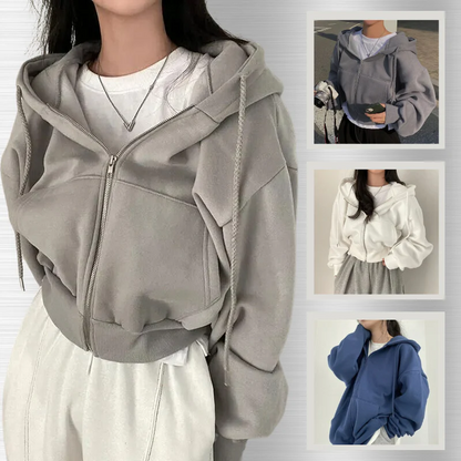 Women's Oversized Zip Hoodie – Cozy Casual Sweatshirt for Everyday Wear