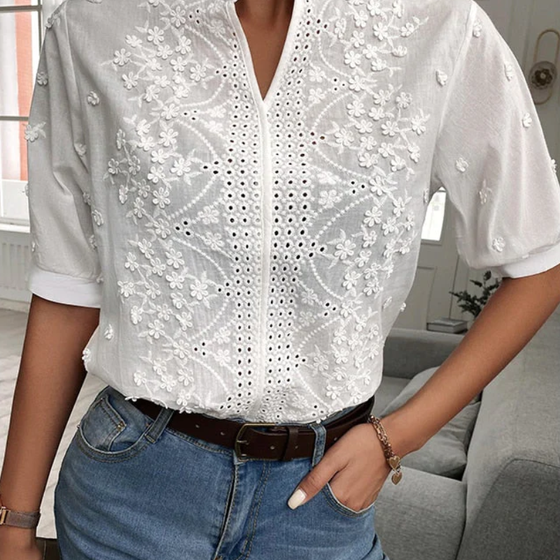 Women's Elegant White Top – Stylish Blouse for Casual and Formal Occasions