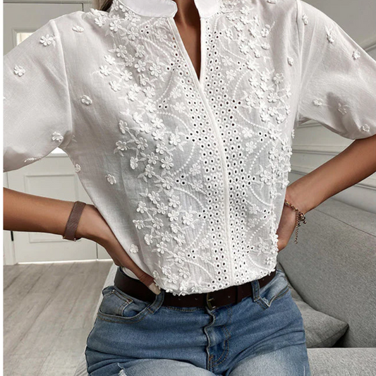 Women's Elegant White Top – Stylish Blouse for Casual and Formal Occasions