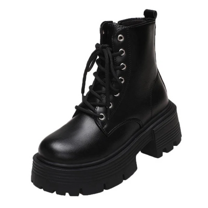 Women's Platform Boots Black – Stylish Chunky Heeled Footwear for Casual Wear