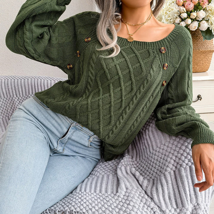 Women's Knitted Sweater Black – Cozy Pullover for Fall and Winter Fashion