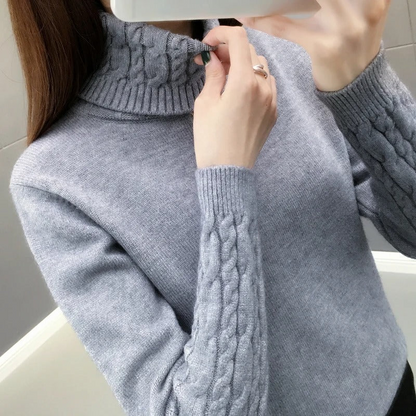 Women's Roll Neck Jumper Black – Warm Knit Sweater for Winter Style