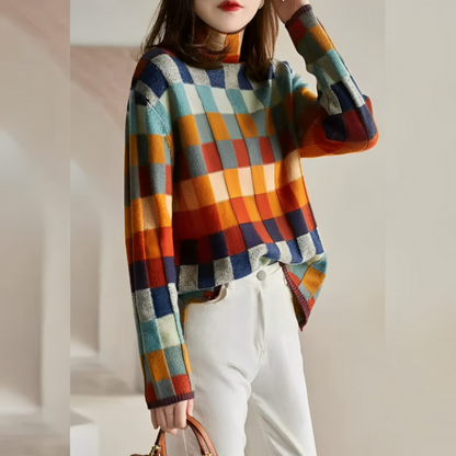 Women's Knitted Roll Neck Jumper – Cozy Pullover Sweater for Winter Fashion