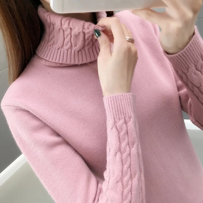 Women's Roll Neck Jumper Black – Warm Knit Sweater for Winter Style