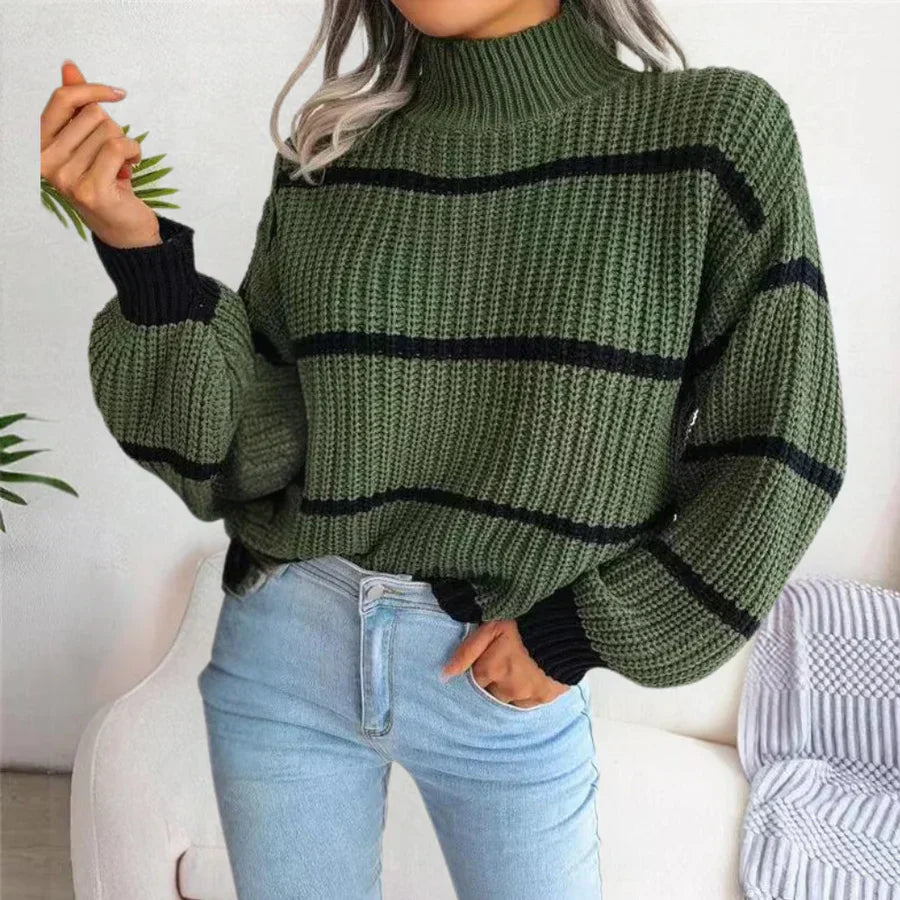 Women's Roll Neck Jumper White – Cozy Knit Sweater for Casual Style