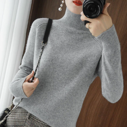 Women's Roll Neck Jumper White – Cozy Quirky Knit Sweater for Casual Wear