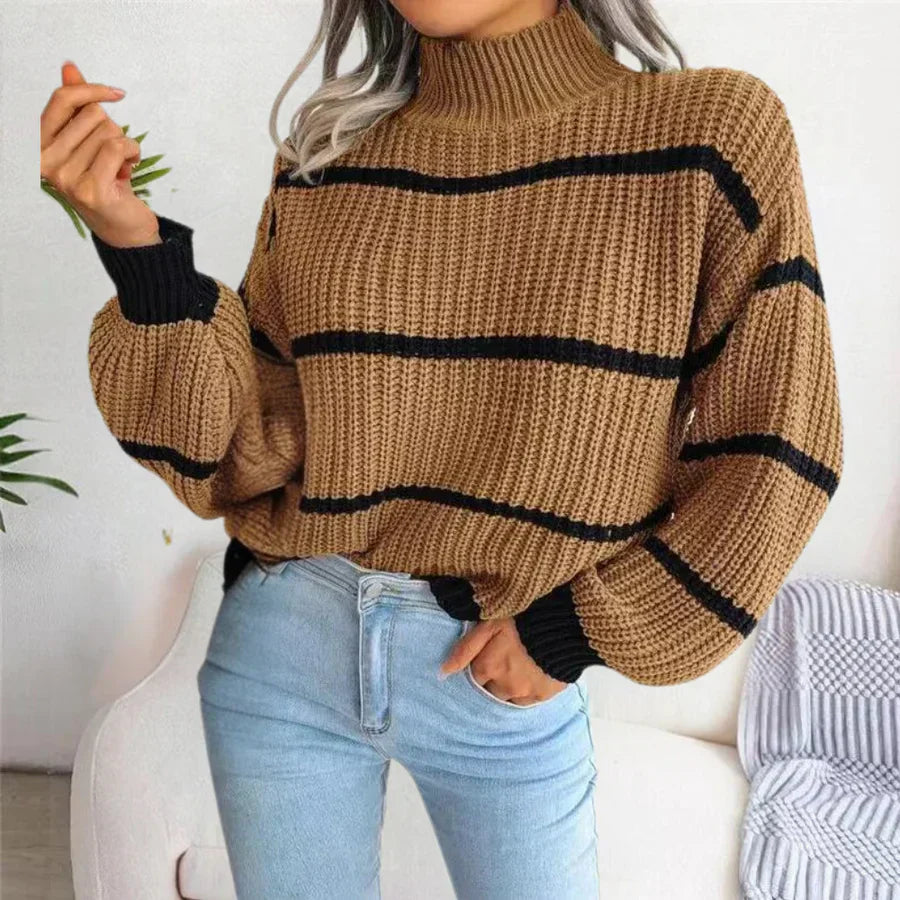 Women's Roll Neck Jumper White – Cozy Knit Sweater for Casual Style