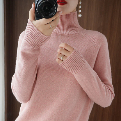 Women's Roll Neck Jumper White – Cozy Quirky Knit Sweater for Casual Wear