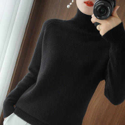 Women's Roll Neck Jumper White – Cozy Quirky Knit Sweater for Casual Wear