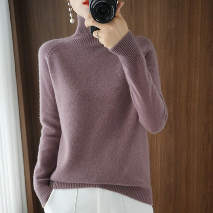 Women's Roll Neck Jumper White – Cozy Quirky Knit Sweater for Casual Wear