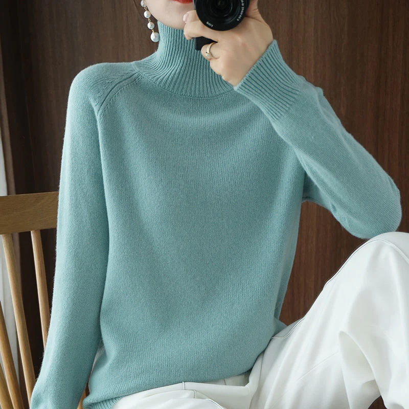 Women's Roll Neck Jumper White – Cozy Quirky Knit Sweater for Casual Wear