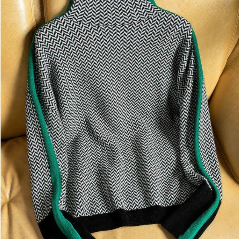 Women's Knit Roll Neck Jumper Green – Cozy Stylish Sweater for Fall