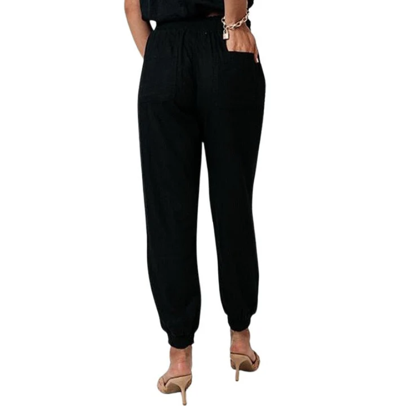 Ladies' Summer Trousers Black – Lightweight Casual Pants for Women