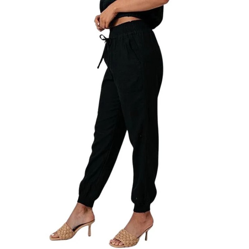 Ladies' Summer Trousers Black – Lightweight Casual Pants for Women