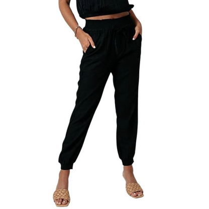 Ladies' Summer Trousers Black – Lightweight Casual Pants for Women