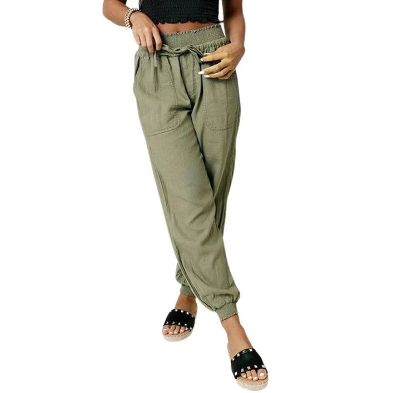 Ladies' Summer Trousers Black – Lightweight Casual Pants for Women