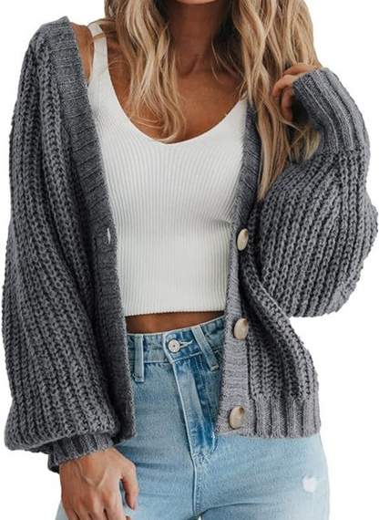 Women's Black Cardigan – Short Stylish Knit Sweater for Casual Wear