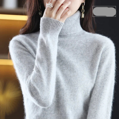 Women's Black Roll Neck Jumper – Cozy Knitted Sweater for Fall Fashion