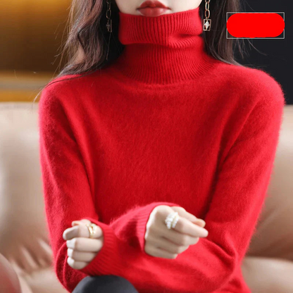 Women's Black Roll Neck Jumper – Cozy Knitted Sweater for Fall Fashion