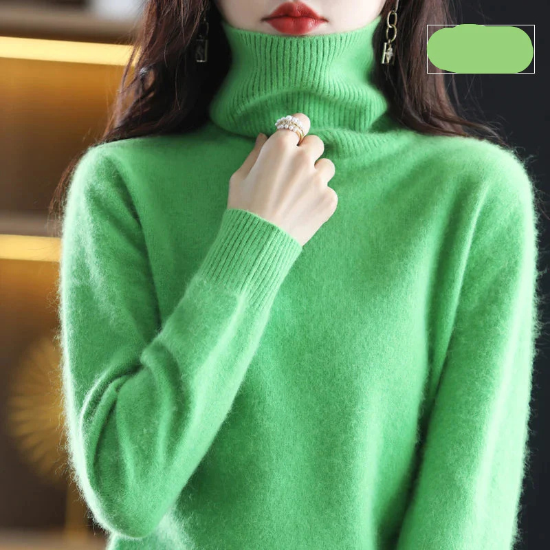 Women's Black Roll Neck Jumper – Cozy Knitted Sweater for Fall Fashion